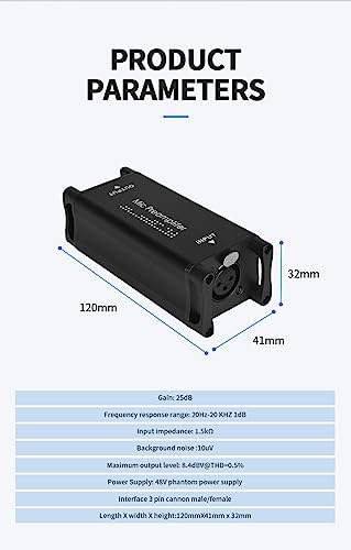 Micfuns M11 Microphone Preamplifier,Mic Preamp, 25dB, Ultra-Clean Gain, Noise Reduction for Dynamic and Ribbon Mics
