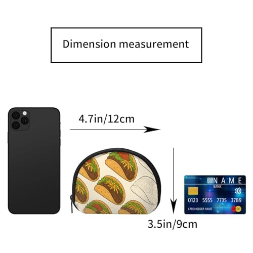 Portable Coin Purse Mexican Taco Pattern Mini Zippered Money Pouch Card Holder2