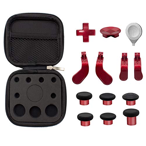 13 in 1 Thumbsticks D-Pads Kits Paddles Hair Trigger Buttons (Mini & Medium) Replacement for Xbox Elite Series 2 Controller & Elite Series 2 Core (Plating Red)