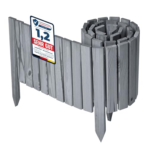Garronda Beeteinfassung Holz Rollzaun Holzzaun 30 cm x 200 cm imprägniert Flexibler Rollborder Rasenkante Palisade Gartenzaun Umzäunung für Garten GD-0149, Grau Garronda Beeteinfassung Holz Rollzaun Holzzaun 30 cm x 200 cm imprägniert Flexibler Rollborder Rasenkante Palisade Gartenzaun Umzäunung für Garten GD-0149, Grau