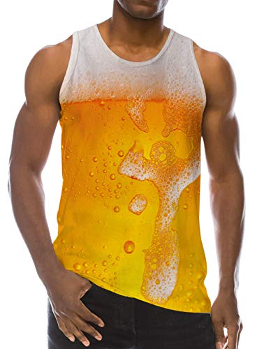 Loveternal Herren Weste Bier Tank Top 3D Druck Ärmelloses T-Shirt Casual Neuheit Beer Tees M