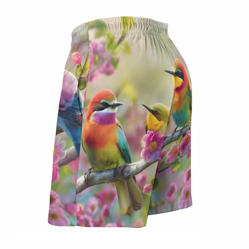 Maillots de bain pour hommes oiseaux mignons et branches fleurs aquarelle