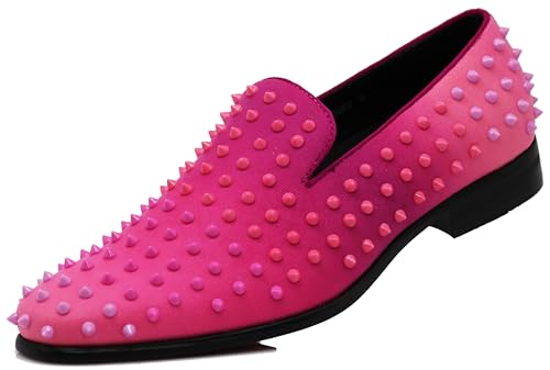 USOP Men's Fashion Spike Gradient Dress Loafers Slip On Shoes Classic Tuxedo Dress Shoes2