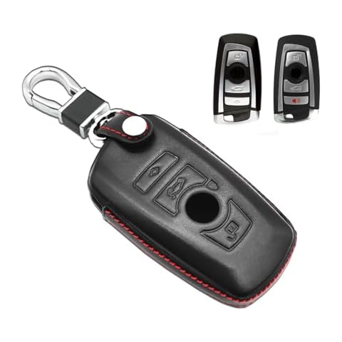 MECHCOS Compatible with BMW X1 X3 X4 X5 X6 3 5 7 Series M1 M2 M3 F05 F10 F20 F30 335 328 535 650 740 Key Fob Cover Leather Keyless Entry Remote Control Smart Jacket Case Protector Shell Cover
