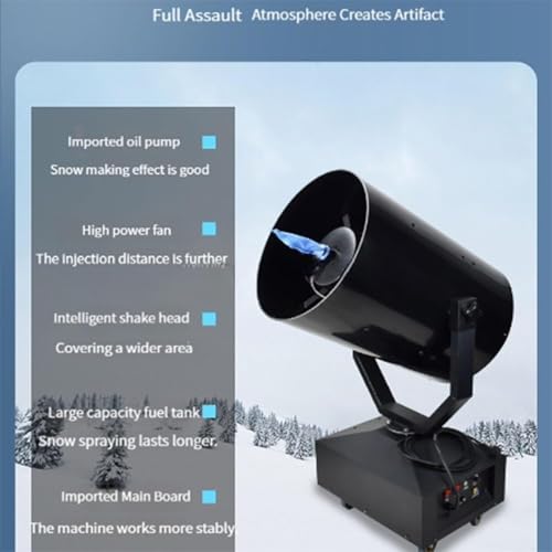 Máquina de nieve para fiestas y escenarios, 4000 W, cabeza oscilante de 120 grados, rango de pulverización de 15-20 metros y cobertura de 150 m2, tamaño ajustable de copos de nieve, apta para interiores y exteriores miniatura 2