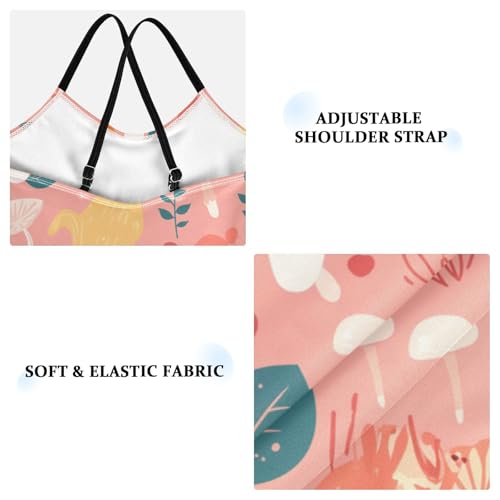 Seamless Design Safari Mushroom Kids Girls 1-Piece Swimsuit Beach Swimming Suits with Adjustable Straps Quick-Dry3