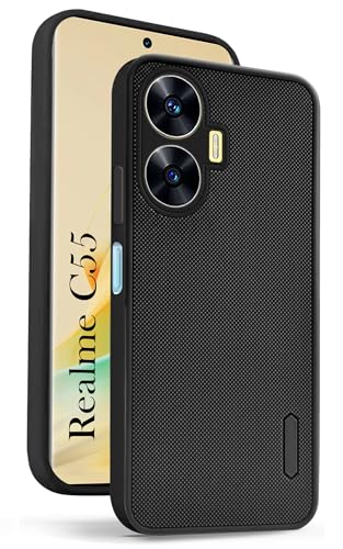 Image of Jkobi Back Cover Case for Realme C55 (Textured Grip Design | Camera Protection | Slim and Light Weight | Soft Touch and Feel | Black)