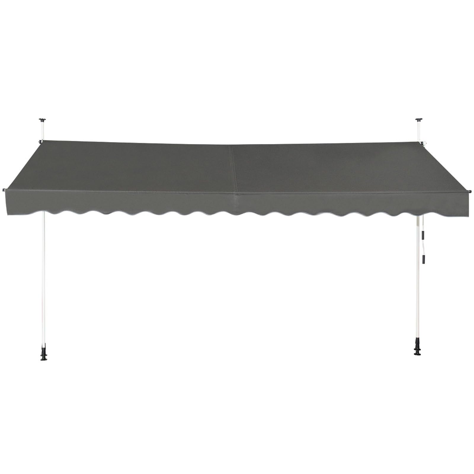 FANTASK Clamp Awning 400 cm Wide, Balcony Awning No Drilling Required, UV-Resistant, Height Adjustable, Water-Repellent, Grey