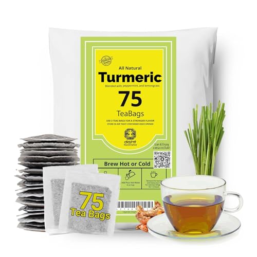 75 Turmeric Tea Bags, Turmeric Black Pepper Tea Blend, Te