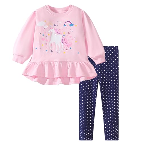Gumyoss Conjuntos de Sudadera y Leggings para Niñas Conjunto de 2 Piezas Algodón unicornio Camiseta Manga Larga 7 años