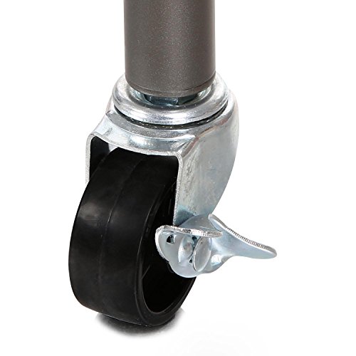 Homdox 3-Tier Garment Rack, Heavy Duty Clothing Wire Shelving, Rolling Free Standing Closet With Lockable Wheels, 1 Hanging Rod And 2 Pairs Side Hooks, Gray #TOP7