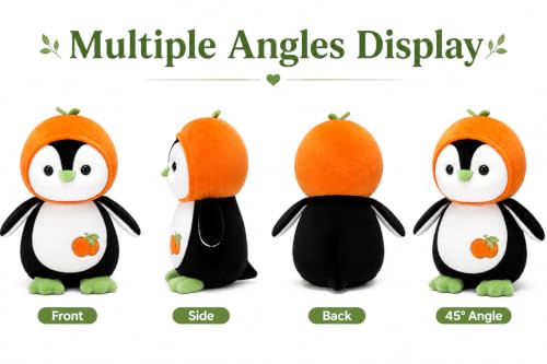 Image of Cute Penguin Plush Toy with Orange Hoodie | 28cm Soft Velvet Stuffed Animal for Kids | Premium Washable Penguin Teddy Bear, Huggable Plushie Birthday Gift for Toddlers, Boys & Girls