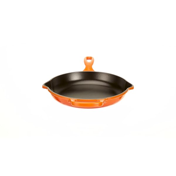 Le Creuset Signature Rund stek- och serveringspanna i gjutjärn, med hjälphandtag och 2 pipknoppar, Ø 16 cm, ugnsröd, 20182160900422