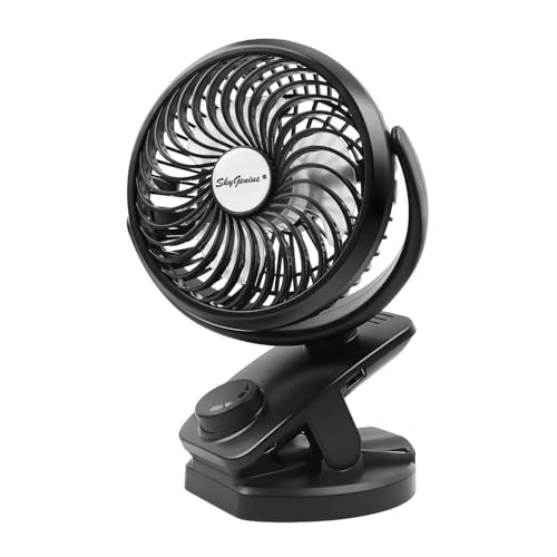 SkyGenius Battery Operated Clip on Fan for Bay Stroller, USB Rechargeable Battery Powered Mini Desk Fan (Max 40Hours)