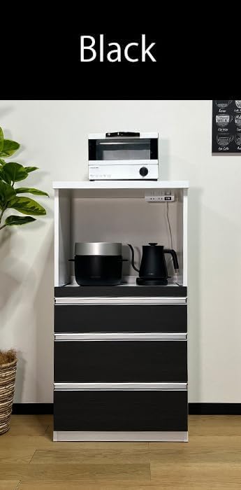 Amazon｜レンジ台 60幅 2口コンセント 食器棚 一人暮らし 完成品 