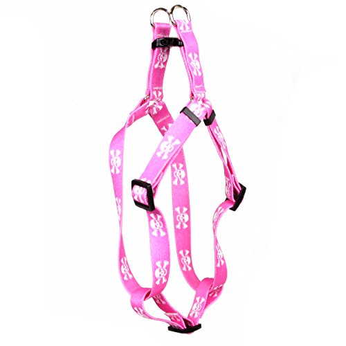 Image of Yellow Dog Design Pink Skulls Step-in Dog Harness, Medium-3 /4 Wide and fits Chest of 15 to 25 inch