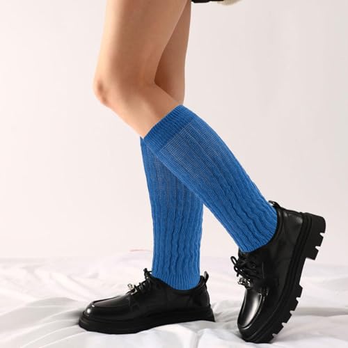 Slouch Socks for Woman,Long Scrunch Socks Women,Knee High Tube Slouchy Sock 80s 90s Scrunchy Scrunchie Boot Sock (US, Alpha, One Size, Regular, Regular, Blue)4