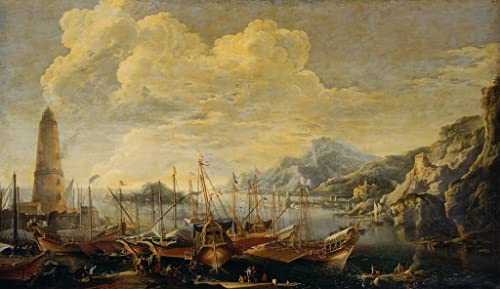 Toile paysage marin avec phare Salvator Rosa impression d'art premium 60x90