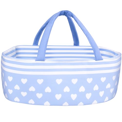 Aori Reborn Baby Dolls Bassinet Baby Doll Carrier Bed Soft Doll Carrier Doll Accessories with Handle for 17-22 inch Baby Dolls Girls (Blue)