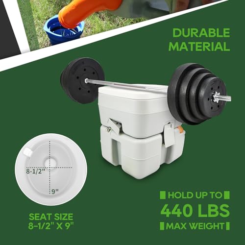 RVGUARD Portable Toilet, Camping Portable Toilet for Adults, 5.3 Gallon Waste Tank with Level Indicator, Come with Carry Bag and Wash Sprayer, for Camping, RV, Yacht and Truck Driver Use