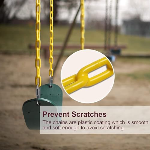 Image of Flexible Swing Seat Set for Kids /Adults Outdoor Park Garden Tree Backyard with Meter Plastic Coated Chain, Weight Support Upto 150kg, (1.5 Meter, Yellow)
