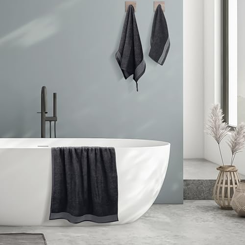 Belizzi Home Ultra Soft 3 Pack Cotton Towel Set, Contains a Bath Towel 28x55 inch, a Hand Towel 16x24 inch & a Wash Coth 12x12 inch, Ideal Everyday use, Compact & Lightweight -Black - Thumbnail 4