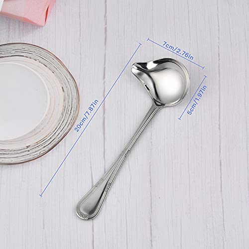 Worldity 2 Pack Stainless Steel Saucier Drizzle Spoon With Spout Small Gravy Ladle, 7.87" Soup Spoons Kitchen Utensil Mirror Polish Drizzle Spoon For Chocolates, Gravies And Sauces, Silver #TOP1