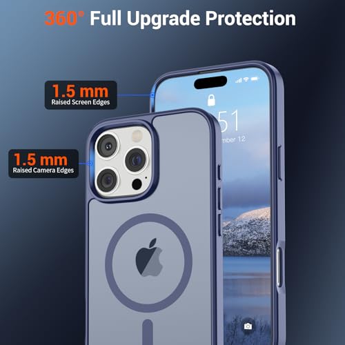 Image of SUPFINE Magnetic for iPhone 16 Pro Case (Compatible with MagSafe) (Military Grade Drop Protection) Slim Translucent Matte Shockproof with Anti-Fingerprint Phone Case,Lavender Gray