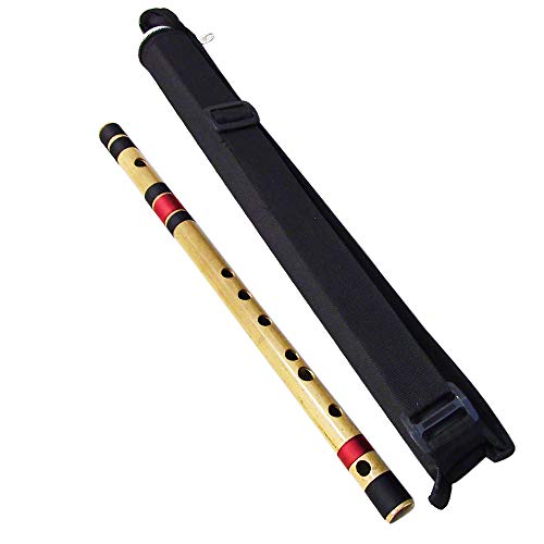 Image of Zaza Percussion- Professional Polished Bamboo Bansuri Flute - (Indian Flute) With Carry Bag (22'' A-Sharp Bass)