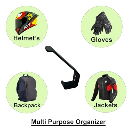 Image of L3 MODZ Wall-Mountable Helmet Holder - Sturdy Metal Helmet Hanger for Motorcycle, Gloves, Jacket, Backpacks wall Hanger (Pack of 1)
