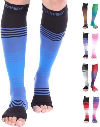 Doc Miller Premium Calf Compression Sleeve Dress Series 1 Pair 20-30mmHg Strong Calf Support Cute Toeless Socks Graduated Pressure Sports Running Recovery Shin Splints Varicose Veins XL 2XL