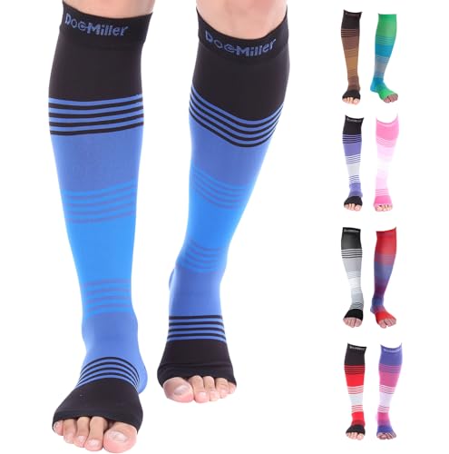 Doc Miller Premium Calf Compression Sleeve Dress Series 1 Pair 20-30mmHg Strong Calf Support Cute Toeless Socks Graduated Pressure Sports Running Recovery Shin Splints Varicose Veins XL 2XL