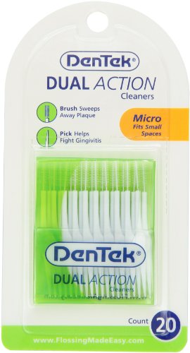 DenTek Dual Action Cleaner | Sweeps Away Plaque and Helps Fight Gingivitis | 20 Picks | Pack of 6