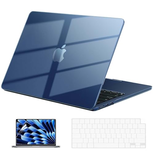 Image of EooCoo Hard Shell Case Compatible for Apple MacBook Air 13 inch M5 2026 2025 2024 2022 M4 M3 M2, A3449 A3240 A3113 A2681, Mac 13.6 inch Laptop Case Cover&Keyboard Skin Cover&Screen Protector-Midnight Blue