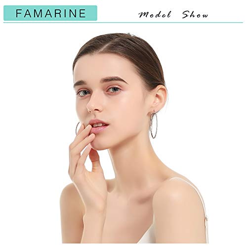 FAMARINE Gold Silver CZ Open C Hoops Earrings, Crystal Cubic Zirconia Hoop Earring Gift for Women3