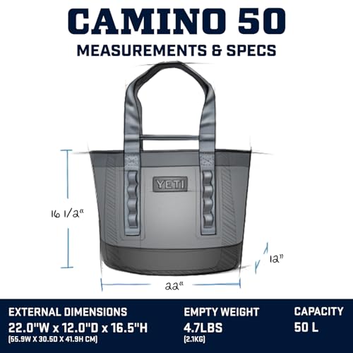 Image of YETI Camino 50 Carryall with Internal Dividers, All-Purpose Utility, Boat and Beach Tote Bag, Durable, Waterproof
