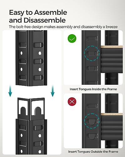 SONGMICS GLR040B02 Set of 2 Heavy Duty Shelving Units, Steel Shelving Unit, 5 Shelves, Screwless for Garage, Warehouse, Utility Room, Load Capacity 875 kg, 40 x 90 x 180 cm, Black