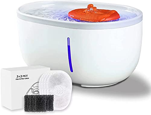 Katzen Trinkwasserbrunnen, LED oz/L Automatischer Haustier Wasserspender mit Wasserstand Fenster Ultra Leise Indoor Intelligenter Haustier Brunnen für Katzen, Hunde mit 2 Filtern, 2L Weiß Cover