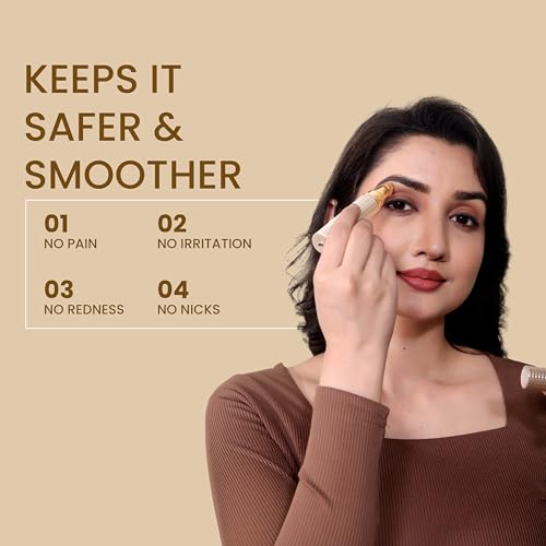 Image of Eyebrow Trimmer for Women, 3 in 1 Rechargeable Facial Hair Remover with Replaceable Heads, Professional Painless Personal Hair Removal For Eyebrows, Upper Lips, Face, Nose, Ear Hair (Rose Gold)