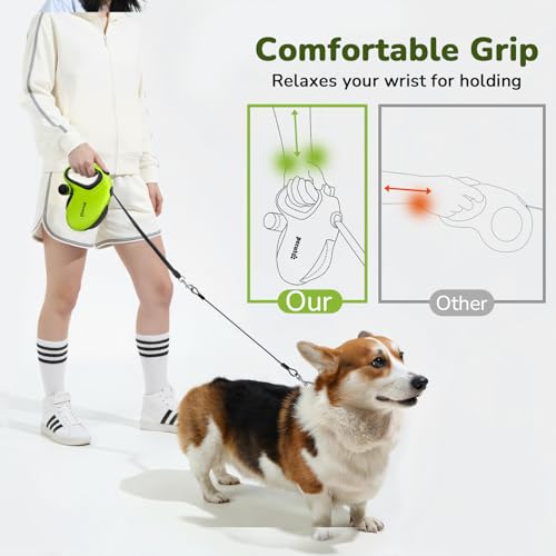 Pecute Hundeleine 8m, Verbesserte Kausichere Rollleine für Hunde, EIN-Knopf-Steuerung & Verwicklungsfrei, Robuste Nylonleine mit Reflektorstreifen, Hundeleine für Mittel & Große Hunde bis 50 kg
