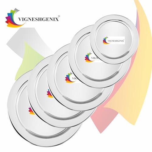 Image of Stainless Steel Heavy Gauge Ciba /Lids /Tope Cover Set of 5 Pcs (Size - 13Cm, 14.4Cm, Cm, 17Cm, 18Cm, 19.cm), Silver
