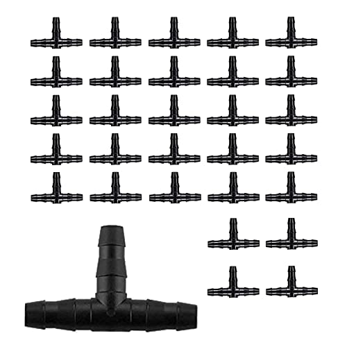 BEADNOVA Drip Irrigation Connectors 30 Pcs 1/4 Inch Barbed Connector Tee Couplings Irrigation for 1/4 Inch Drip Tubing Water Tubing Gardening Supplies (30pcs)