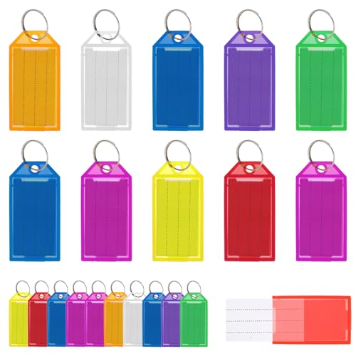 COMNICO Embalagem de 10 etiquetas de bagagem para malas, etiquetas de PVC impermeáveis marcáveis, etiquetas de identificação de nome, cartão de endereço colorido, artigos essenciais de viagem