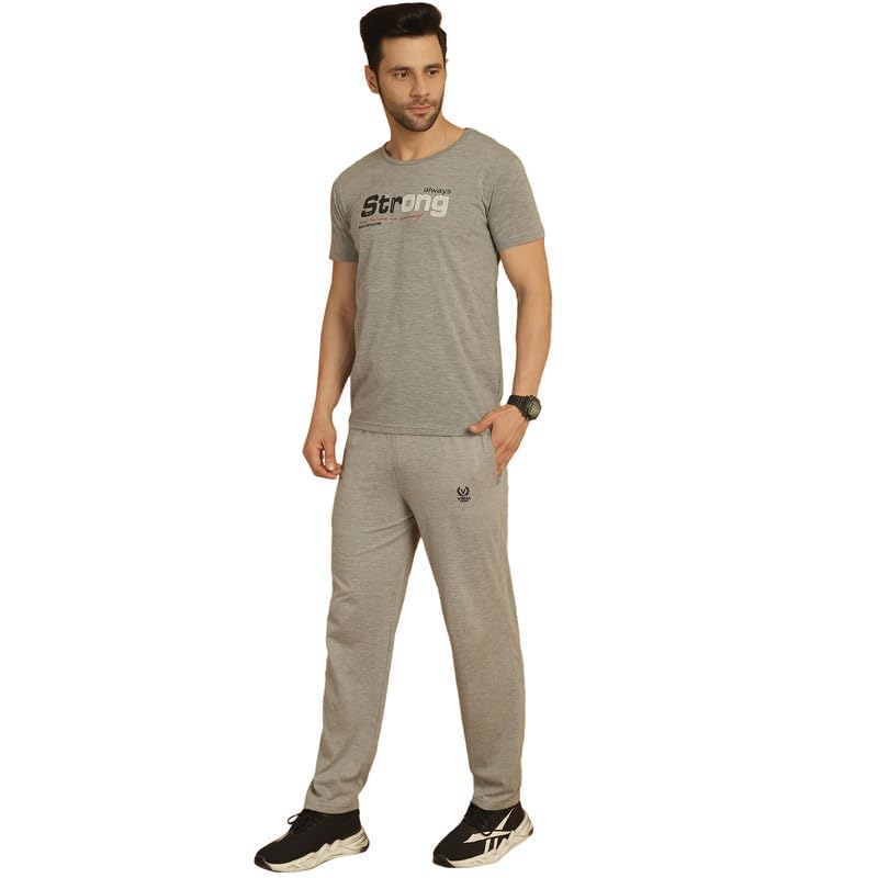 Image of VIMAL JONNEY White Cotton Printed CO-ORD Set Tracksuit for Men-T PRT 23 WHT D10 WHT. 02-P