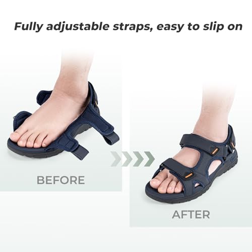 Image of FitVille Wide Sandals for Men With Arch Support Orthopedic Comfortable Summer Men's Wide Sandals for Plantar Fasciitis & Swollen Feet Breathable Outdoor Recovery Athletic Walking Sandal for Man