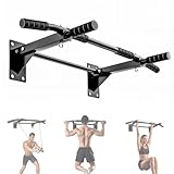 MEDETAYI Pull Up Bar Wall Mounted - Multifunctional Wall Mounted Pull Up Bar for Home Gym, Workout Strength Training Equipment, Chin-Up Bar with 2 Suspension Anchors