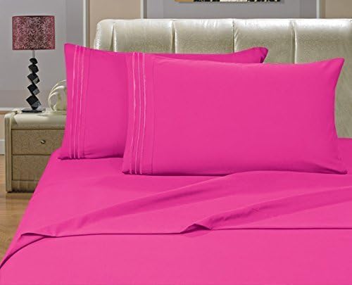 Juego de sábanas de 1500 hilos, 4 piezas, calidad egipcia, bolsillo profundo, individual, rosa