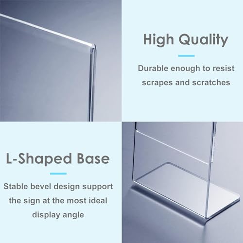 روز اكريليك - حامل لافتات حائط شفاف لاصق مع شريط لاصق للجدار والباب والزجاج، مثالي للمتجر والمكتب والمطعم (لا يحتاج للثقب) (A5-L 5 قطع)