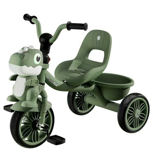 Beauenty Tricycle for Kids Ages 2-5 Toddler Trike with Lights & Music Baby Tricycle with Back Storage Basket & Non-Slip Handles 3-Wheel Bike for Boys and Girls Easy Assembly (Green)
