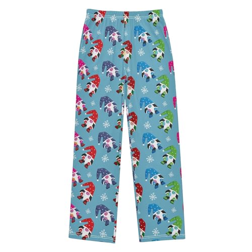 Colorful Gnome Snow Boys Long Pants Soft Trousers Elastic Waist Kids Lounge Bottoms with Pockets S-XL